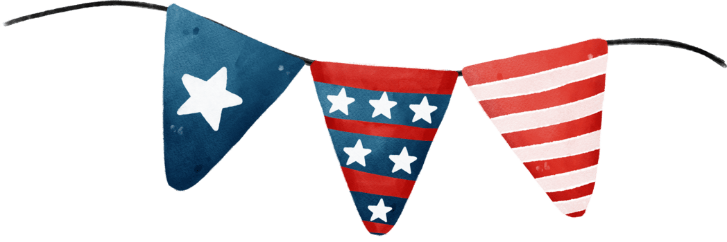 Festive 4th of July Independence celebrating freedom United state America banner garland watercolour illustration png