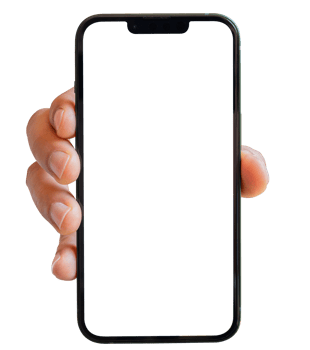 Smartphone mockup on transparent background, PNG file Format. Hand holding mobile phone with transparent screen. for advertising online.