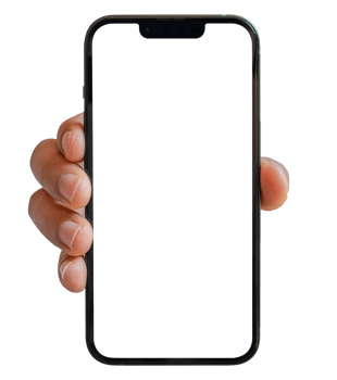 Smartphone mockup on transparent background, PNG file Format. Hand holding mobile phone with transparent screen. for advertising online.
