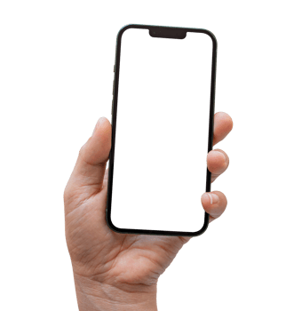 Smartphone mockup on transparent background, PNG file Format. Hand holding mobile phone with transparent screen. for advertising online.