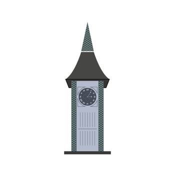 Clock tower retro colonial style building cartoon vector big Ben illustration