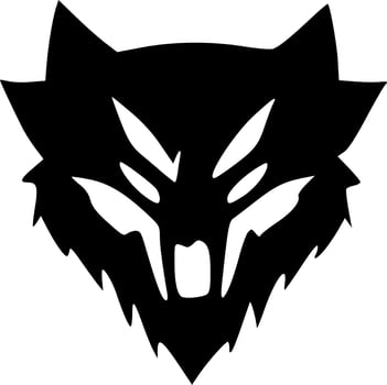 black and white of wolf cartoon vector