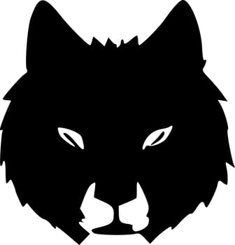 black and white of wolf cartoon vector