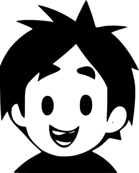 black and whtie of cute boy cartoon vector