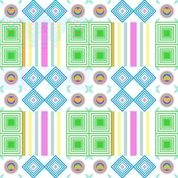 abstract multi shape and colorful geometric seamless pattern soft pastel on white background vector