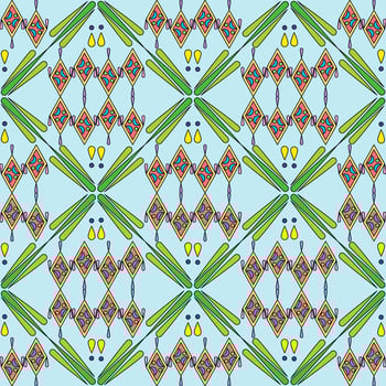 elegance green tear drop and diamond square decorative abstract image on blue wallpaper background vector