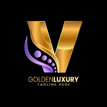 Luxury Gold letter V logos. Vintage decorative design. vector