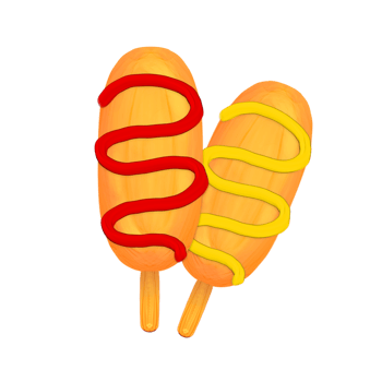 Cute corn dog fast food stationary sticker oil painting png