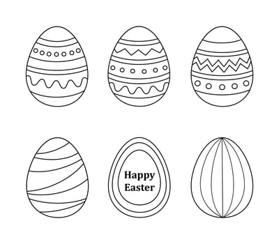 Black and White Easter Egg Collection Set. vector
