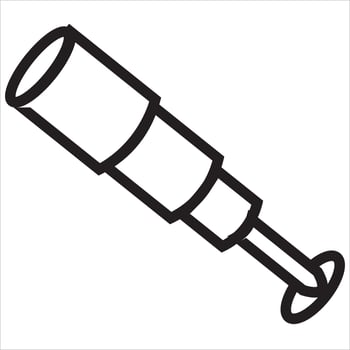vector, Image of telescope, Black and white color, with transparent background vector
