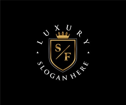 Initial SF Letter Royal Luxury Logo template in vector art for Restaurant, Royalty, Boutique, Cafe, Hotel, Heraldic, Jewelry, Fashion and other vector illustration.