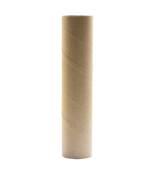 single standing tissue paper roll core isolated with clipping path in png format