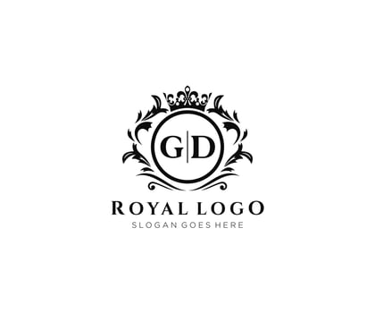 Initial GD Letter Luxurious Brand Logo Template, for Restaurant, Royalty, Boutique, Cafe, Hotel, Heraldic, Jewelry, Fashion and other vector illustration.