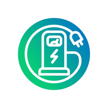 ecology electric car power charger plug environment white outline icon vector