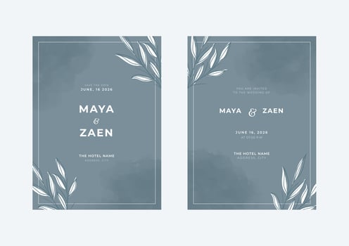 Elegant wedding invitation with grey watercolor background vector