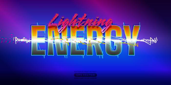 Lightning Energy Text Effect with theme retro realistic neon light concept for trendy flyer, poster and banner template promotion vector