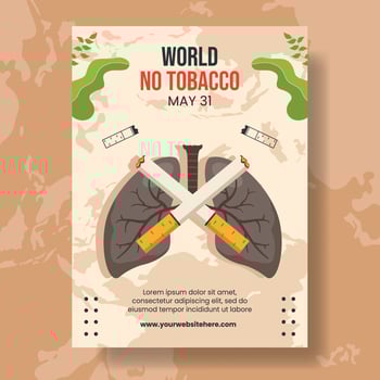 World No Tobacco Day Vertical Poster Flat Cartoon Hand Drawn Templates Background Illustration vector