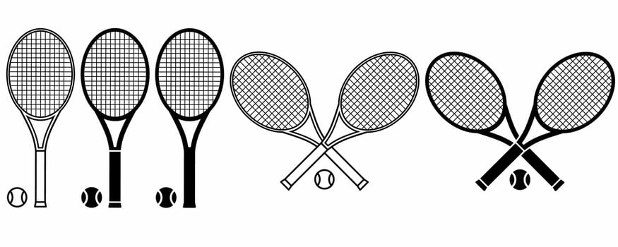 crossed tennis racquet and ball isolated on white background vector