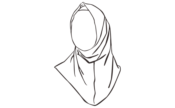 Islamic Women's Hijab Veil Line Art With Transparent Background png