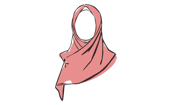 Islamic Women's Hijab Veil Line Art With Transparent Background png