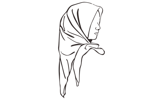 Islamic Women's Hijab Veil Line Art With Transparent Background png