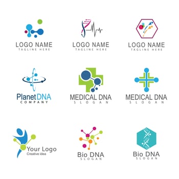 DNA gene Logo Template vector symbol illustration
