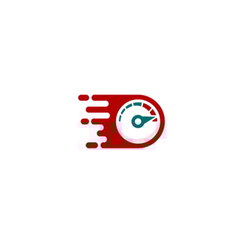 color motif speedometer logo on a white background and flames vector