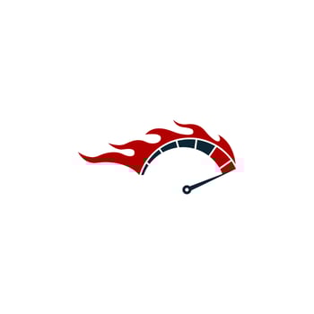 color motif speedometer logo on a white background and flames vector