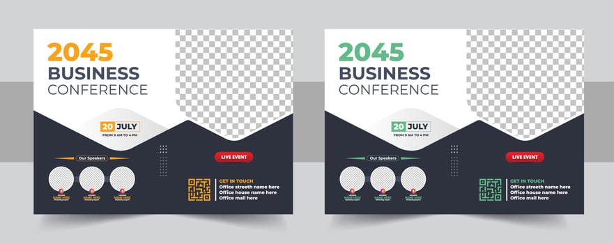 Corporate horizontal business conference flyer template vector