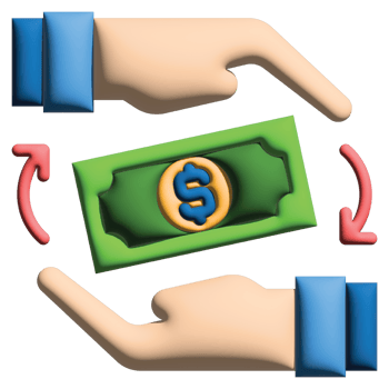 3D illustration exchange in credit and loan set png