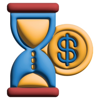3D illustration hour glass in credit and loan set png