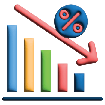 3D illustration rate down in credit and loan set png