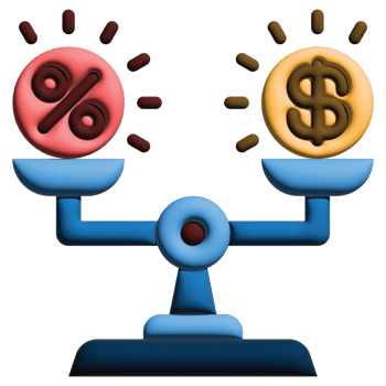 3D illustration scale in credit and loan set png