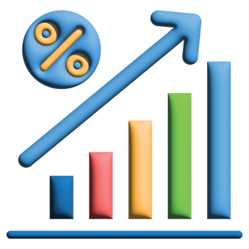 3D illustration rate up in credit and loan set png