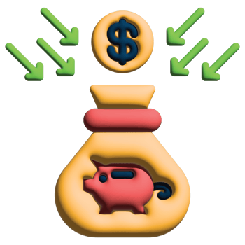 3D illustration saving in credit and loan set png