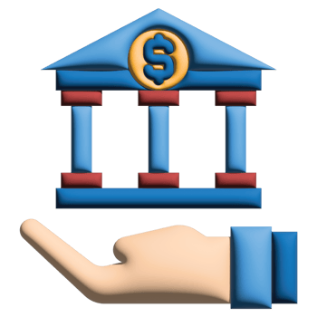 3D illustration bank in credit and loan set png