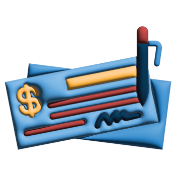 3D illustration bank check in credit and loan set png