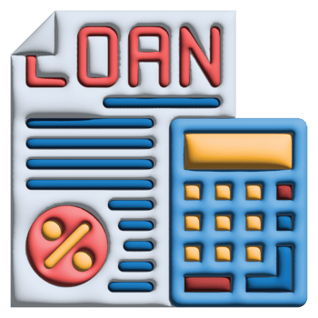 3D illustration calculating in credit and loan set png