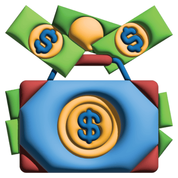3D illustration suitcase in credit and loan set png