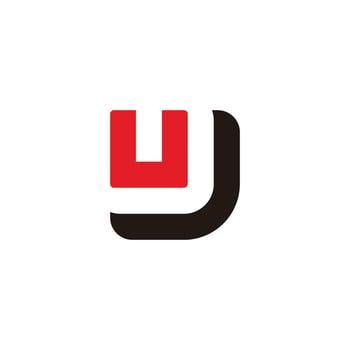 letter uj colorful geometric square logo vector