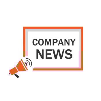 Company news concept. Banner design with megaphone. Modern vector illustration concept of word news for website, advertising, or social media post, business.