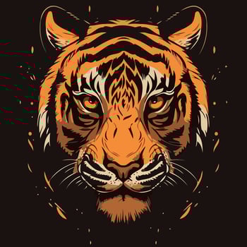 common tiger feline mammal animal face vector