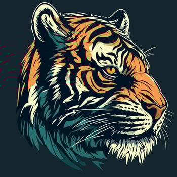 common tiger feline mammal animal face vector