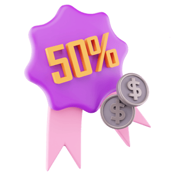 50 Percentage Discount 3D label badge png