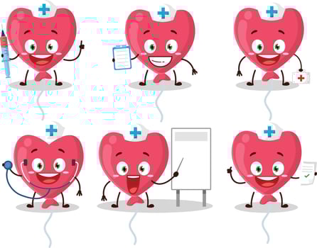 Doctor profession emoticon with red love balloon cartoon character vector