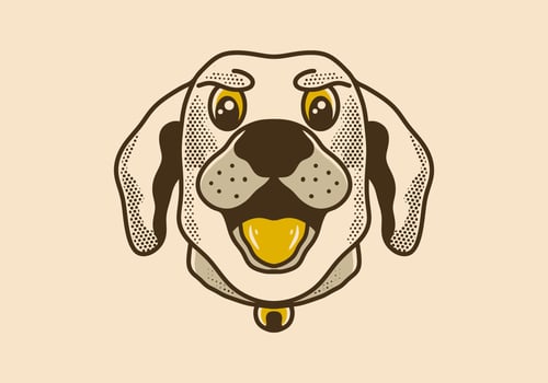 Vintage art illustration of dog head with open mouth vector