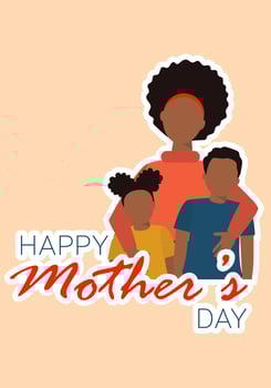 A poster for a mother's day with the words happy mother's day on it. African mother with children vector