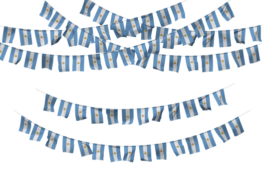 Argentina Flag Bunting Decoration on The Rope, Jhandi, Set of Small Flag Celebration, 3D Rendering png