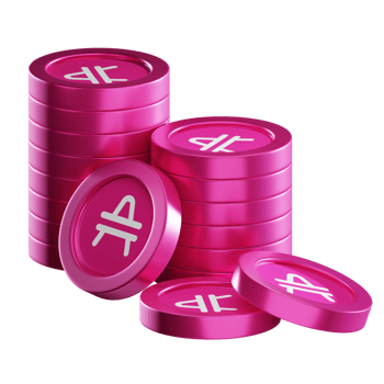 Amp coin stacks cryptocurrency. 3D render illustration png