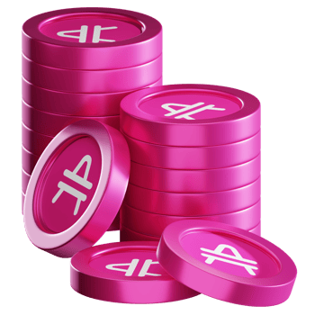 Amp coin stacks cryptocurrency. 3D render illustration png